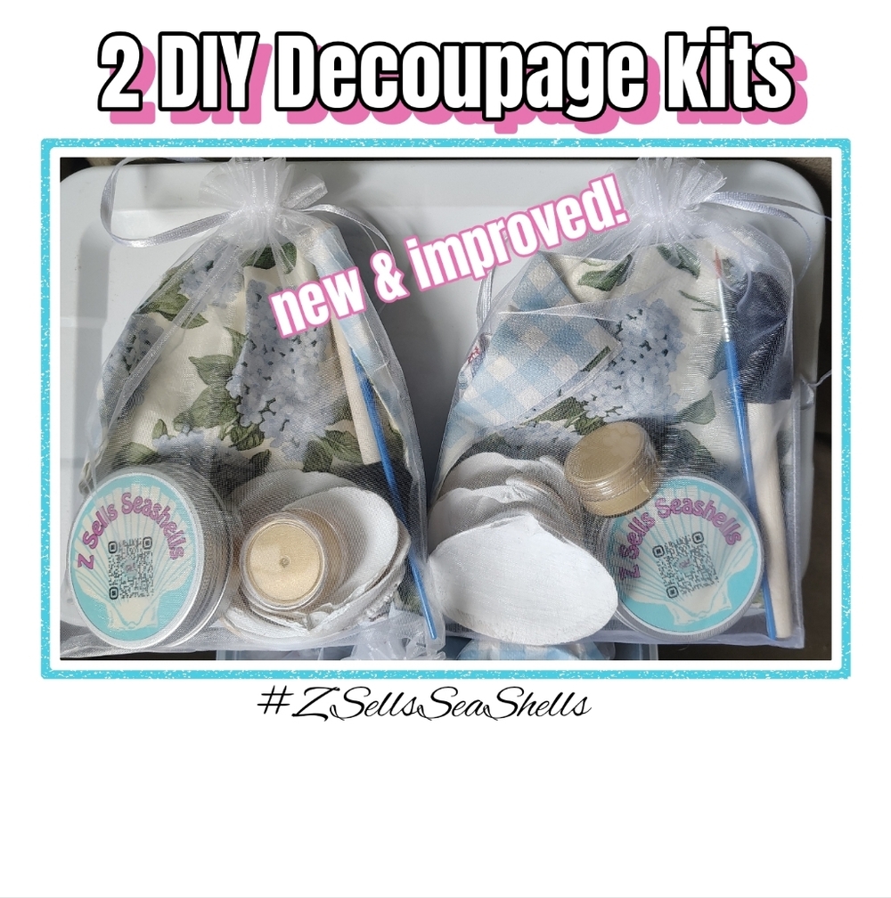 2 DIY Decoupage Shell Kits